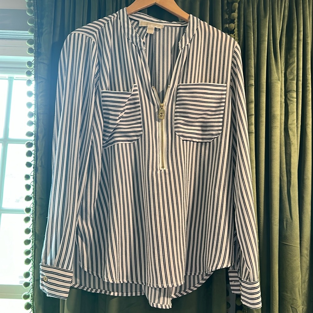 Navy Striped Blouse